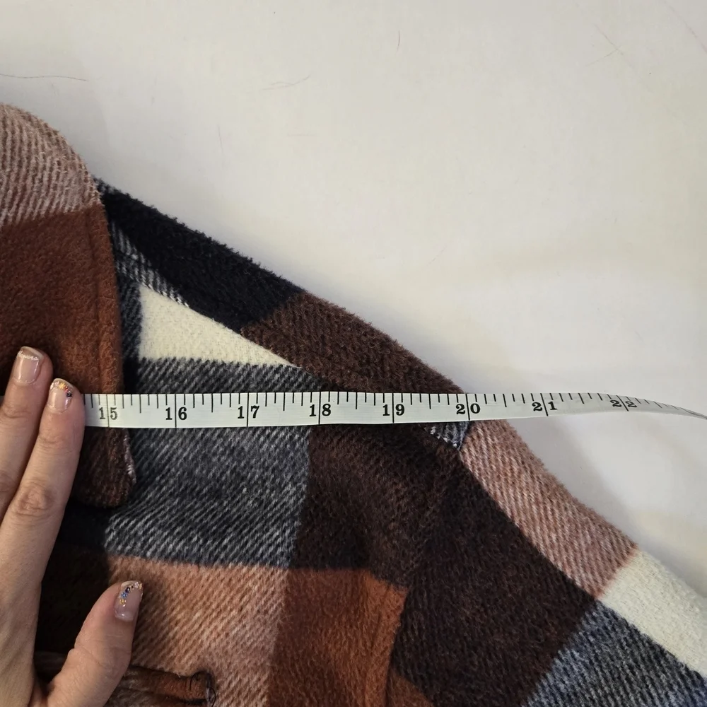Plaid flannel shacket blue brown Members Mark womens size Large